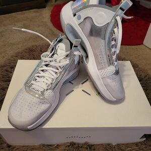 Jordan White and Silver Women's Sneakers